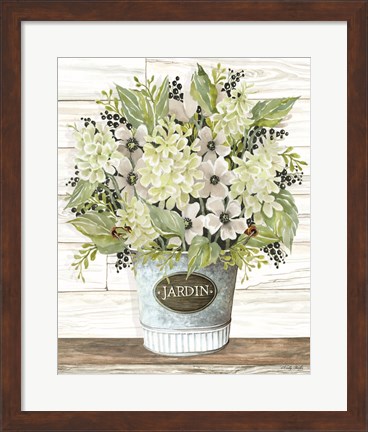 Framed Jardin Galvanized Bucket Print