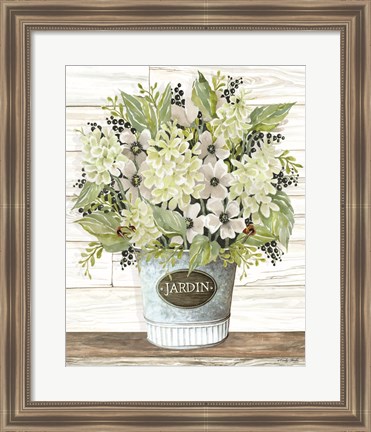 Framed Jardin Galvanized Bucket Print