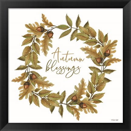 Framed Autumn Blessings Fall Wreath Print