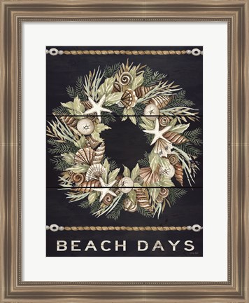 Framed Beach Days Shell Wreath Print