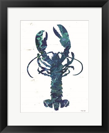 Framed Bright Lobster Blue Print