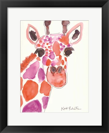 Framed Giraffe Named Liz Print