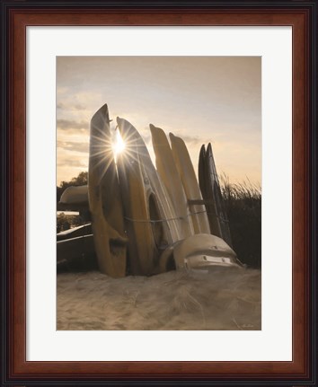 Framed Beach Kayaks Print