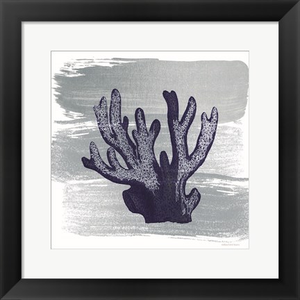 Framed Brushed Midnight Blue Elkhorn Coral Print