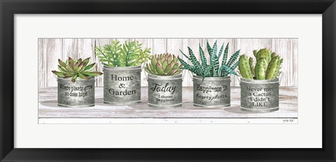 Framed Galvanized Pot Succulents II Print