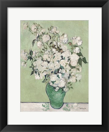 Framed Vase in Green Print