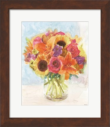 Framed Vase with Flowers I Print