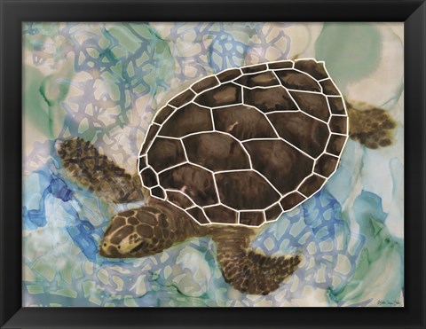 Framed Sea Turtle Collage 2 Print