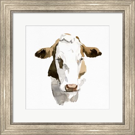 Framed Watercolor Bovine I Print