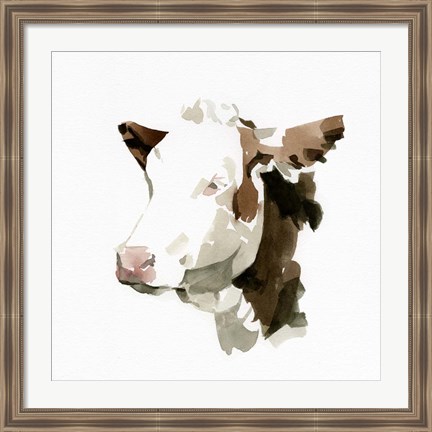 Framed Watercolor Bovine II Print