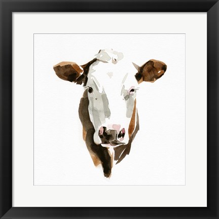 Framed Watercolor Bovine III Print