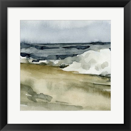 Framed Loose Watercolor Waves V Print