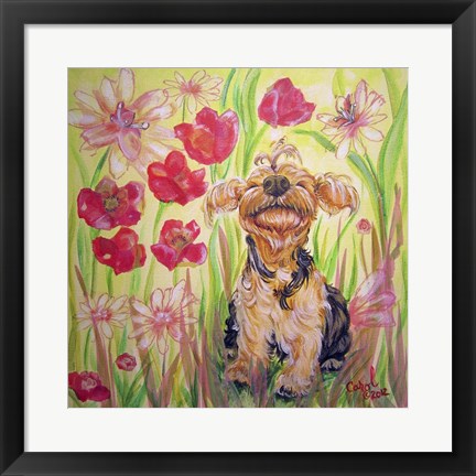 Framed Playful Pup X Print