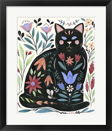 Framed Folksy Feline II Print