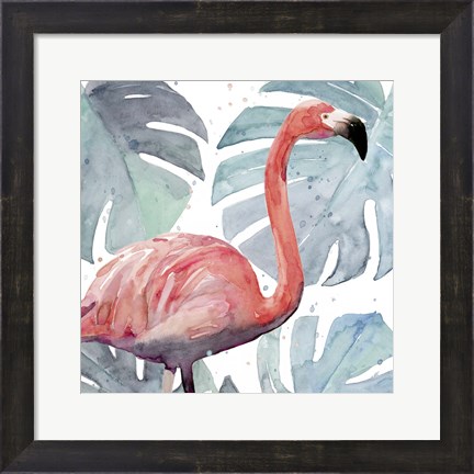 Framed Flamingo Splash I Print