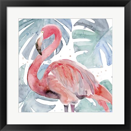 Framed Flamingo Splash II Print