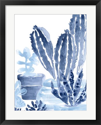 Framed Indigo Succulent I Print