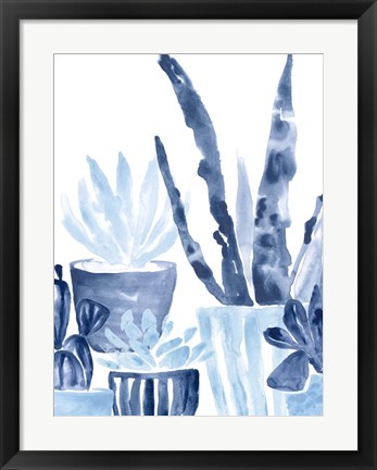 Framed Indigo Succulent III Print