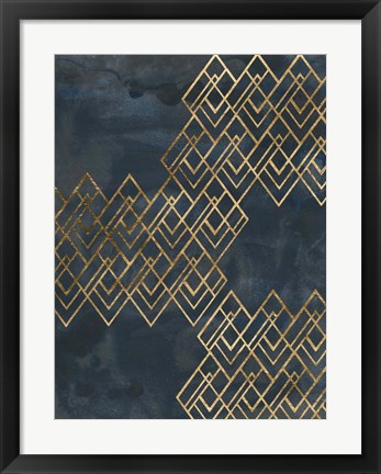 Framed Deco Pattern in Blue I Print