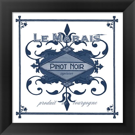 Framed Indigo Wine Labels II Print