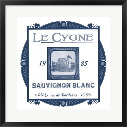 Framed Indigo Wine Labels VIII Print