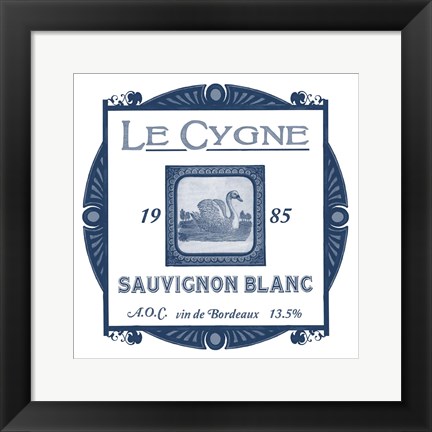 Framed Indigo Wine Labels VIII Print