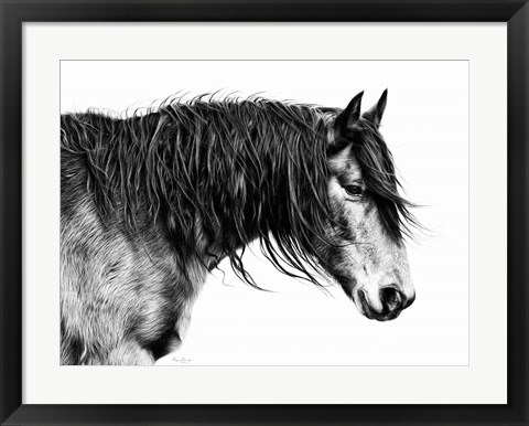 Framed Black and White Horse Portrait III Print