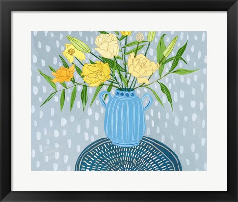 Framed Flowers in Vase I Print