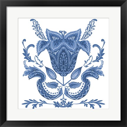 Framed Indigo Chintz II Print