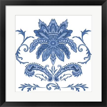 Framed Indigo Chintz IV Print