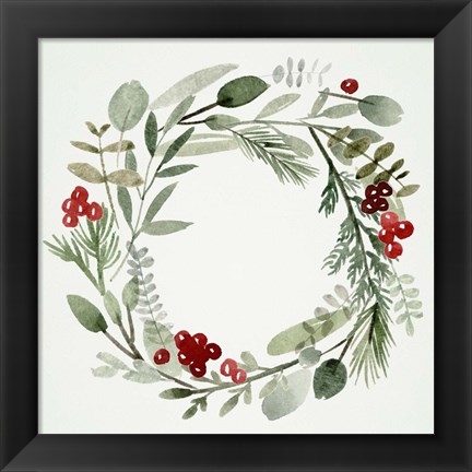 Framed Holly Wreath II Print