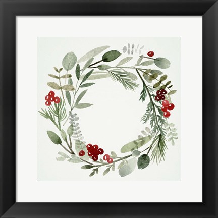 Framed Holly Wreath II Print