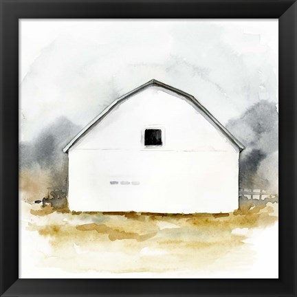 Framed White Barn Watercolor II Print