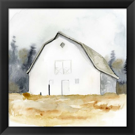 Framed White Barn Watercolor III Print