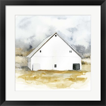 Framed White Barn Watercolor IV Print