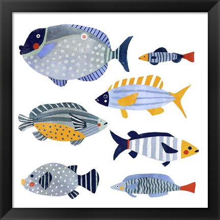 Framed Patterned Fish I Print