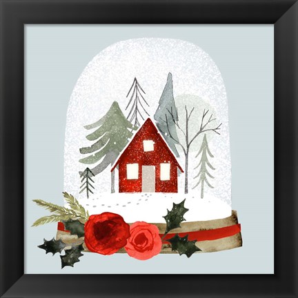 Framed Snow Globe Village I Print