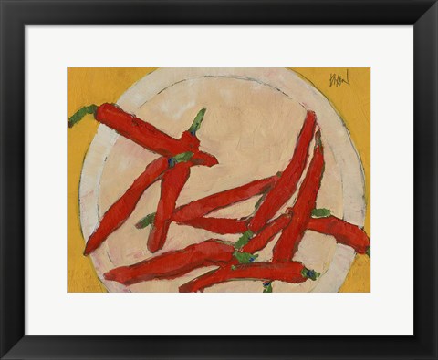 Framed Peppers on a Plate III Print