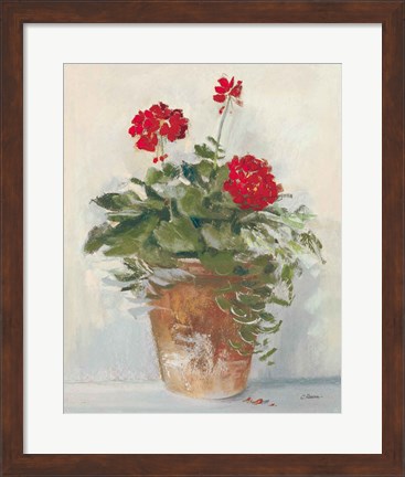 Framed Potted Geraniums II Light Print