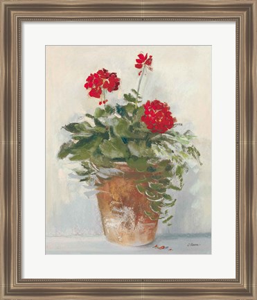 Framed Potted Geraniums II Light Print