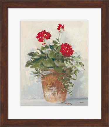 Framed Potted Geraniums II Light Print