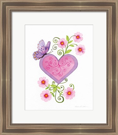 Framed Hearts and Flowers IV Print