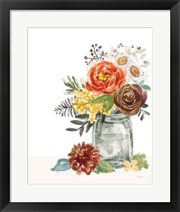 Framed Flower Fest V Green Jar Print