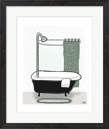 Framed Sage Bath I Print