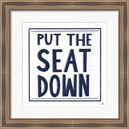 Framed Put the Seat Down Navy Print