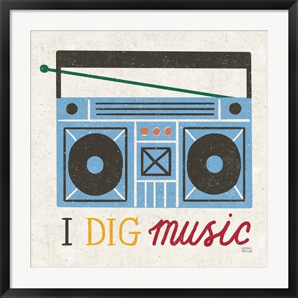 Framed Retro Desktop Boom Box v2 Print