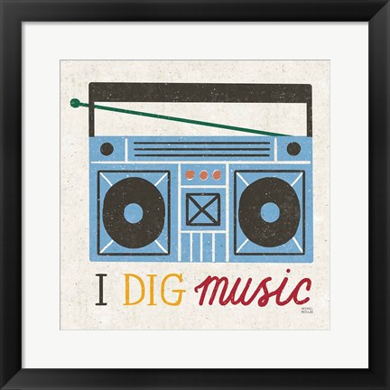 Framed Retro Desktop Boom Box v2 Print