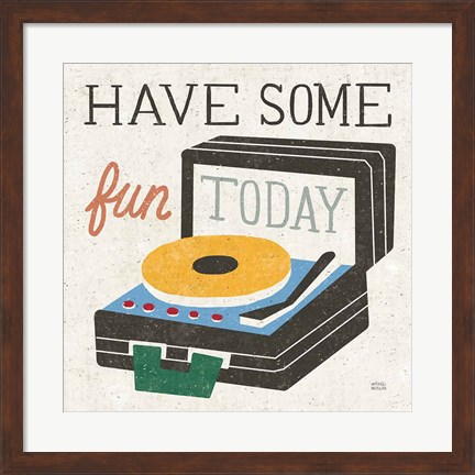 Framed Retro Desktop Record Player v2 Print