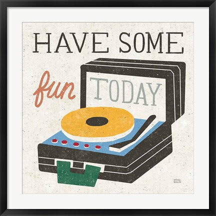 Framed Retro Desktop Record Player v2 Print