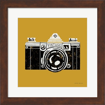 Framed Vintage Camera Yellow Print